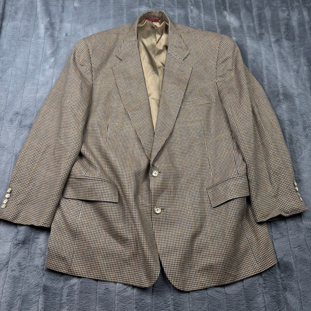 Jos A Bank Executive Collection Kent Blazer 48R Silk Wool Houndstooth 18214-A8
